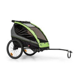 KLARFIT Kiddy King, remorcă pentru biciclete pentru copii, cărucior de jogging, 2 locuri, 40 kg (BCT1-KiddyKingGreen)