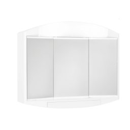 Dulap pentru baie din plastic cu usi culisante, oglinzi si lampi integrate, Escalate, 59x49x15.5 cm, Alb