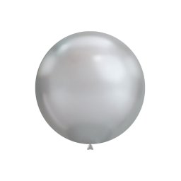 Set 2 baloane latex jumbo chrome argintiu 46 cm