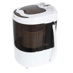 Mini masina de spalat rufe cu centrifuga CR 8054, Capacitate 3kg, Semiautomata, Alb/negru