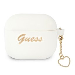 Husa Guess AirPods 3, Silicone Charm Heart, culoare alb