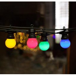 Pachet ghirlanda luminoasa 20m, E27, IP65 cu 20 becuri LED 1W colorate