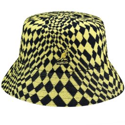 Palarie Kangol Warped Check Bucket Bleumarin-Galben