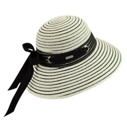 Palarie Betmar Jasmine Braided Wide Brim Negru