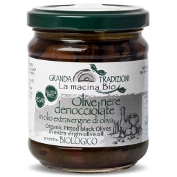 Masline negre BIO fara samburi, in ulei de masline La Macina Bio