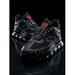 Sneakers din piele ecologica negri - CHAIN