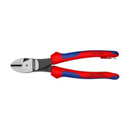 Cleste sfic de forta KNIPEX cu punct de fixare anti-cadere, pentru sarma dura si sarma de pian, 200 mm, fabricat in Germania 74 02 200 T