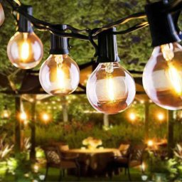Pachet ghirlanda luminoasa 20m, E27, IP65 cu 20 becuri LED Filament Amber 4W