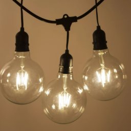 Pachet ghirlanda cu pendule 10m, E27, IP65 cu 10 becuri LED Filament Amber 4W