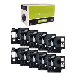 Set 10 etichete compatibile DYMO LabelManager 6 mm negru pe alb pentru organizare generala, CD, DVD si arhivare S0720780