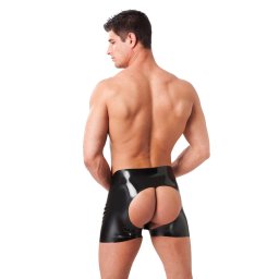 Rimba Latex Play Men's Shorts with Open Backside Black L