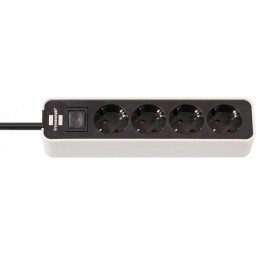Prelungitor "Ecolor" Multi Socket, 4 sockets, 2-pole switch, 1.5m, black/white