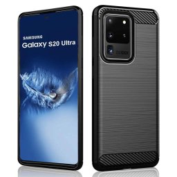 Husa Husa pentru Samsung Galaxy S20 Ultra 4G / S20 Ultra 5G - Techsuit Carbon Silicone - Black