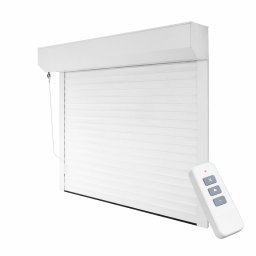 Usa de garaj tip rulou aluminiu lamela 55 mm cu motor si telecomanda – alb