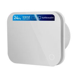 Ventilator de baie Turbionaire TREND 150 SWM, Clapeta antiretur, Diametru racord 150mm, Silentios, Protectie IPX4, Aspiratie perimetrala, Design minimalist, Panou frontal Alb Mat, Instalare flexibila