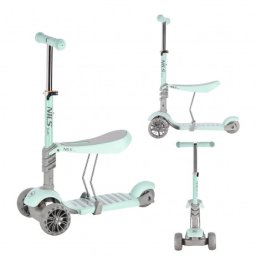 Trotineta 2in1 Nils Fun HLB808, 120 mm, Roti Led, Menta
