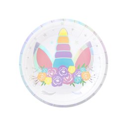 Set 6 farfurii Unicorn holograma 18 cm