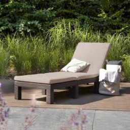 Sezlong de gradina, material polipropilena, pentru uz rezidential si comercial, spatar ajustabil, culoare gri, Keter, perne incluse, dimensiuni 195 x 65 x 25.5 cm, Daytona Deluxe