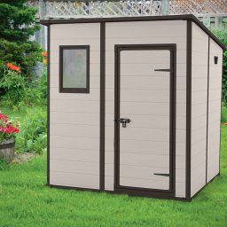Casuta de gradina, Keter, Bej, 6x6, colectie Manor, usa dubla, podea, ferestre, ventilatie, ranforsare metalica