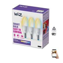 SET 3x bec LED dimabil C37 E14/4,9W/230V 2700-6500K CRI 90 Wi-Fi WiZ