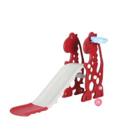Tobogan model dinozaur cu cos de baschet detasabil si trepte antiderapante, NBW, 1-4 ani, Rosu
