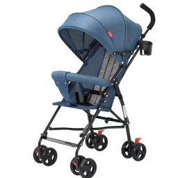 Carucior sport clasic pliabil, NBW, copertina UV, 8 roti cu blocare pe spate, 6-36 luni, Albastru