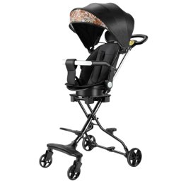 Carucior sport pliabil cu scaun rotativ, NBW, copertina detasabila UV, 6-36 luni, Negru