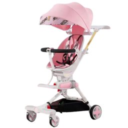 Carucior bebe pliabil cu sezut detasabil si rotativ 360, NBW, franare pedala, 6-36 luni, Roz