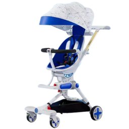 Carucior bebe pliabil cu sezut detasabil si rotativ 360, NBW, franare pedala, 6-36 luni, Albastru