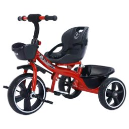 Tricicleta cu pedale, 2 - 6 ani, Rosu, Sezut reglabil, 2 cosuri depozitare