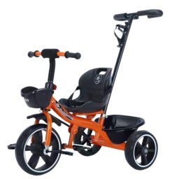 Tricicleta copii 2-6 ani cu maner de impins detasabil, NBW, Portocaliu