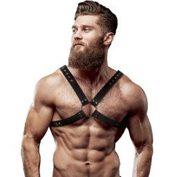Fetish Submissive Attitude Eco Leather Crossed Chest Strap Harness Men Black