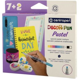 Marker permanent decor 7+2 culori pastel Centropen 2738