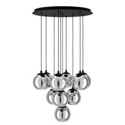 Lustră Ariscani 98654, 10xE27, sticlă fumurie și metal negru, D64,5 cm