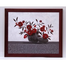 Tablou ''Decor cu trandafiri rosii'' inramat