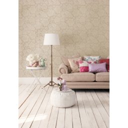 Tapet vinil bej cu imprimeu floral discret