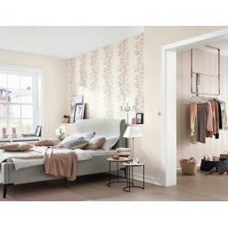 Tapet superlavabil crem Crengute cu frunze discrete (Culoare tapet: 10047-18 bej, verde, alb)