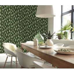 Tapet cu frunze, verde, unt