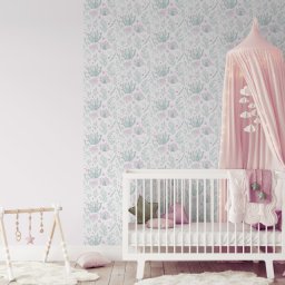 Tapet copii model floral, roz, verde, MY KINGDOM A90603