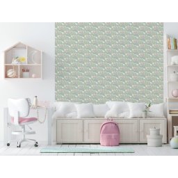 Tapet copii cu frunze, mov, verde, My Kingdom A96814