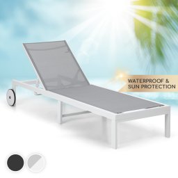 Blumfeldt Lucca Lounger, șezlong de grădină, aluminiu, 4 nivele (GDM13-Lucca-WH-GR)