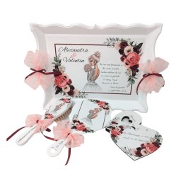 Set pentru gatit mireasa & cutiuta verighete, tematica grena - DSPH307003