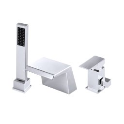 Baterie cada cascada, montaj pe cada 3 gauri crom, monocomanda, set de dus inclus