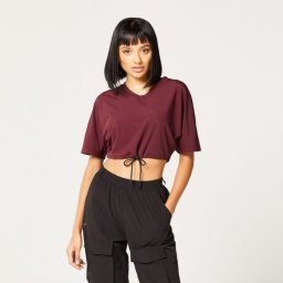SQUATWOLF Tricou pentru femei Code V Neck Cropped Red XL