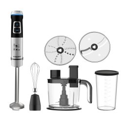 Robot de bucatarie Albatros MR850A, Putere 850 W, Turatie reglabila, Functie Pulse, Lama dubla inox, Tel inox, Vas 1,5 L, Pahar 0,8 l, Negru/ Inox