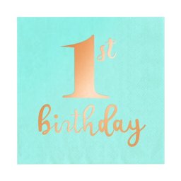 Set 10 servetele verde albastrui 1 an prima aniversare 33 x 33 cm