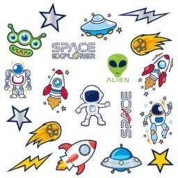 Set 19 tatuaje lavabile astronaut