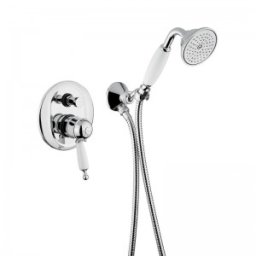 Baterie dus incastrata cu termostat si accesorii Bugnatese colectia Oxford Crom