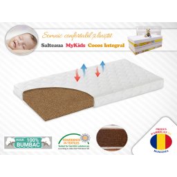 Saltea Fibra De Cocos Integral 120x60x06 cu Husa Bumbac Matlasat, MyKids