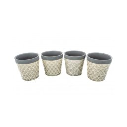 Set De 4 Ghivece Din Ceramica Cu Model